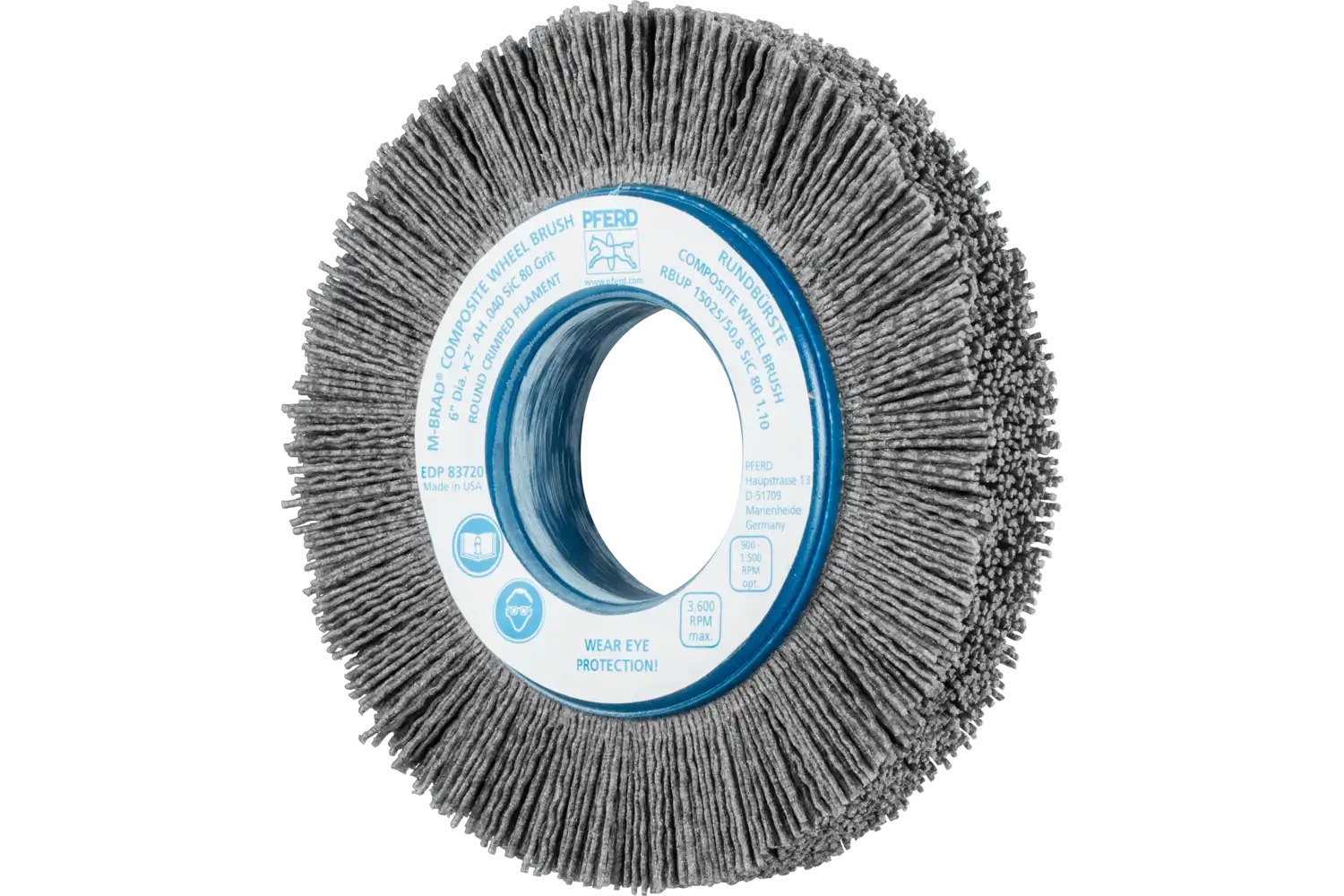 Picture of Pferd M-BRAD® Composite Wheel Brush 6" Dia. .040/80 Grit Silicon Carbide 2" Arbor